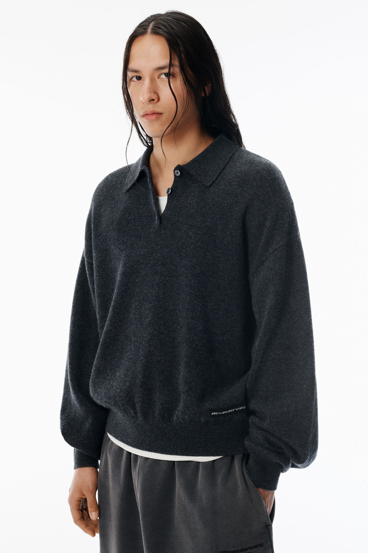 Alexander Wang 차콜 울 블렌드 헨리 풀오버