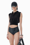 Alexander Wang washed black black cotton-blend chenille logo polo