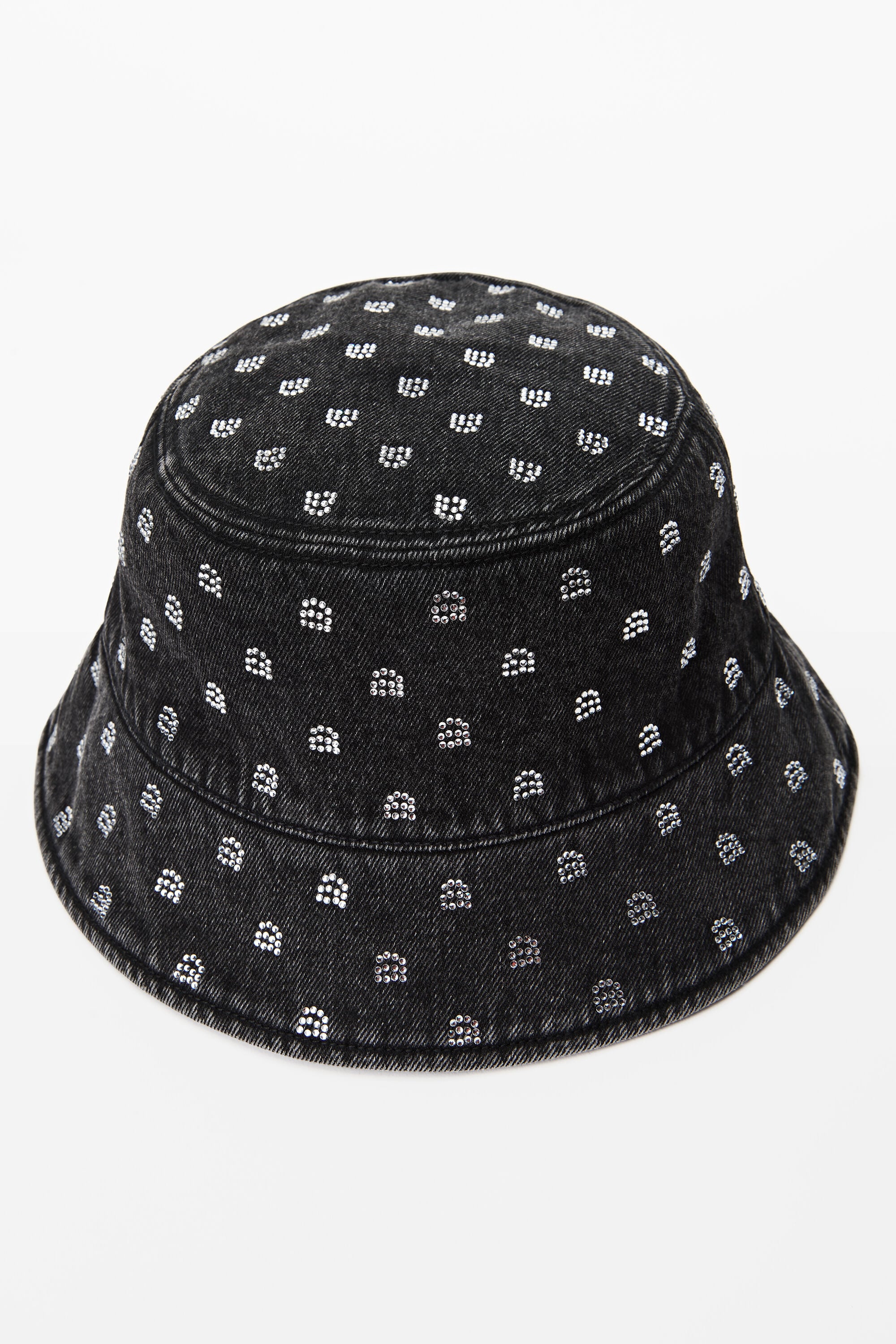 alexanderwang CRYSTAL BUCKET HAT IN DENIM GREY AGED 