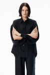 Alexander Wang black black silk slashed sleeve shirt