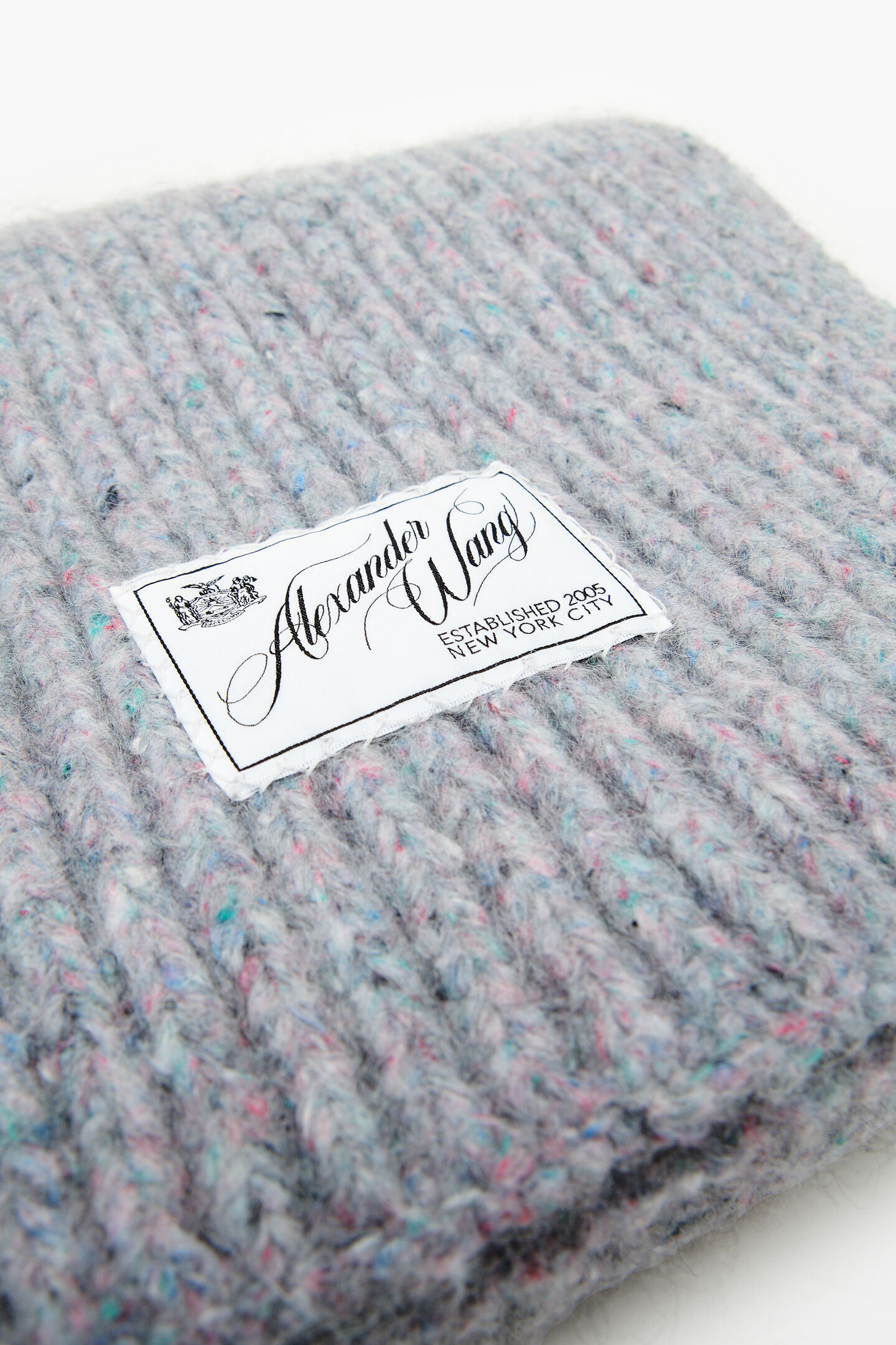 Alexander Wang Grey Mouline Tweed Knit Scarf In Gray