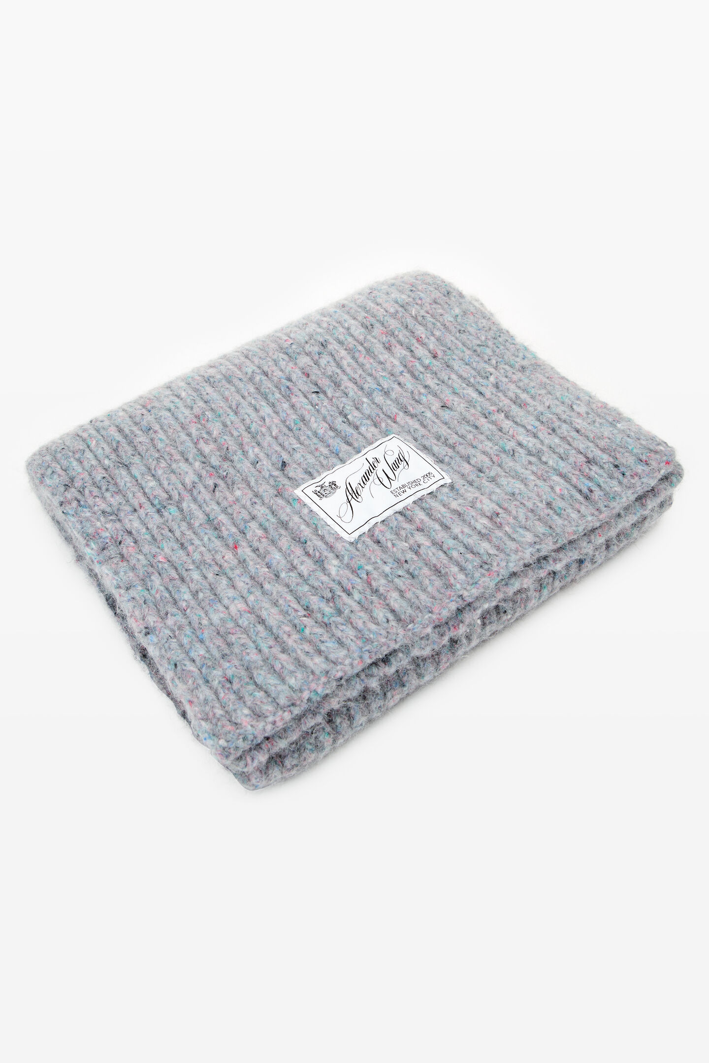 Alexander Wang Grey Mouline Tweed Knit Scarf In Gray