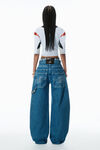 Alexander Wang deep blue pre-styled rounded jeans with underwear waistband