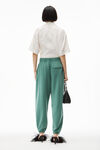 alexander wang puff logo sweatpant in structured terry college green