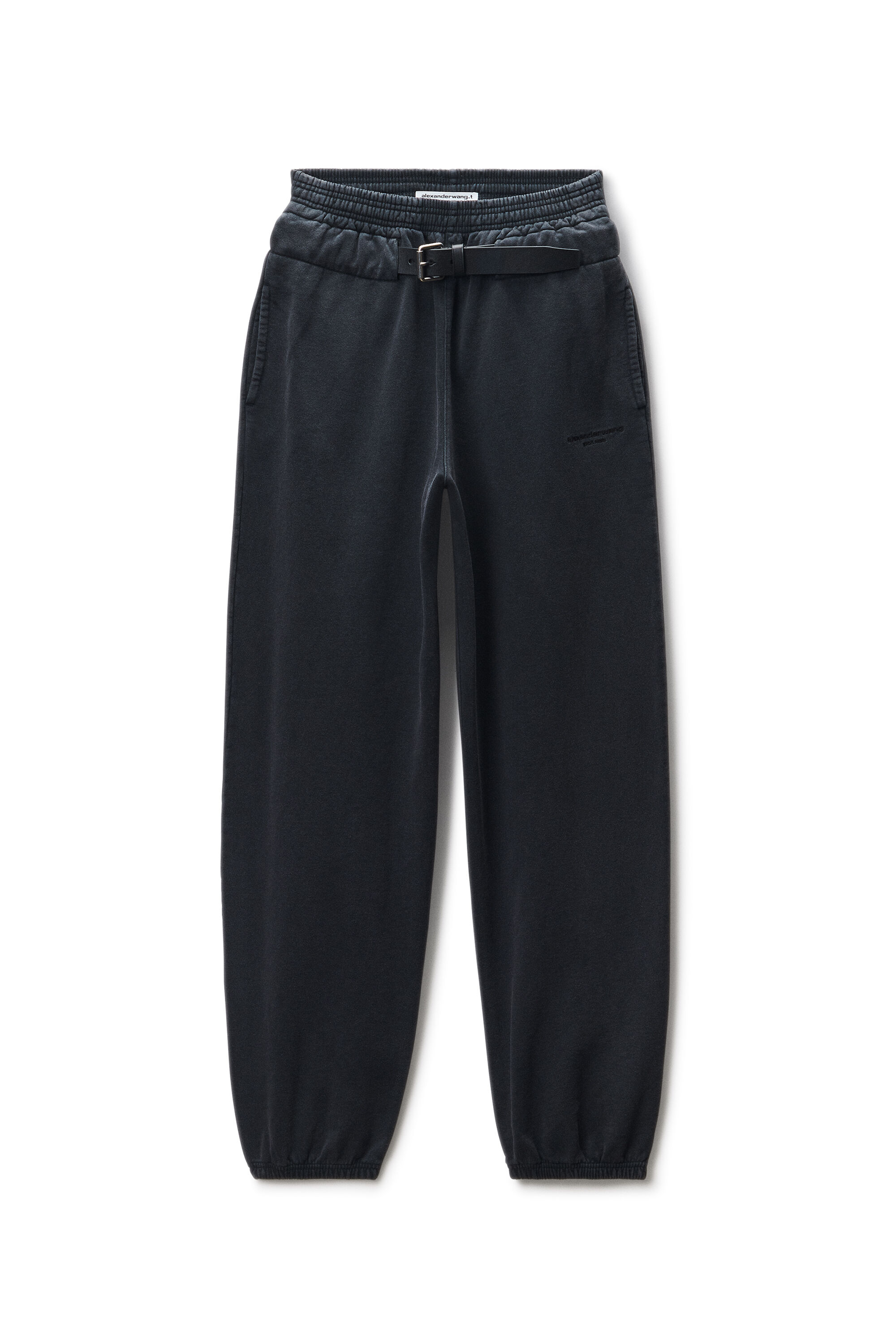 Mid-Rise Belted Sweatpant in Terry Oversized in WASHED BLACK