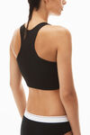 Alexander Wang black cropped racerback tank in ribbed cotton jersey