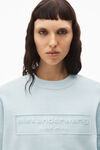Alexander Wang ariel blue logo embossed ribbed pullover in soft chenille