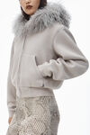 Alexander Wang washed oyster white kapuzenpullover mit mongolischer kapuze
