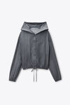 Alexander Wang thunder grey cropped hoodie in silk