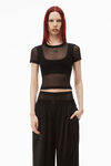 alexander wang short sleeve top in gauzy mesh black