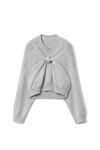 alexander wang front knot pullover in cashmere wool heather grey