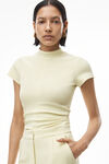 MOCK NECK TOP IN RUCHED VELOUR TAILORING