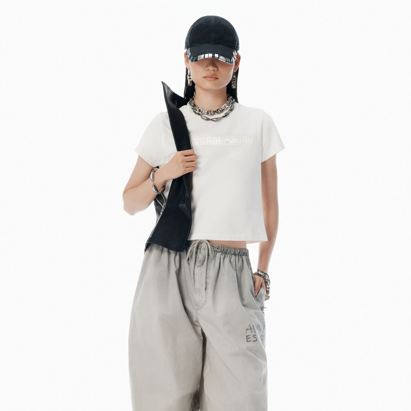 Alexander Wang White Cotton Oversized Logo Tee