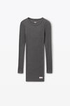 alexander wang 罗纹棉长袖圆领连衣裙 dark heather grey
