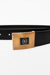 alexander wang enamel plaque logo belt in leather black