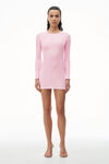 LONG SLEEVE CREWNECK DRESS IN RIBBED COTTON