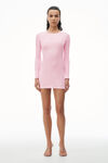alexander wang 罗纹棉长袖圆领连衣裙 light pink