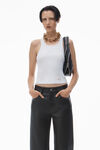 Alexander Wang black ez - mid rise relaxed straight pant in primal nappa lambskin leather