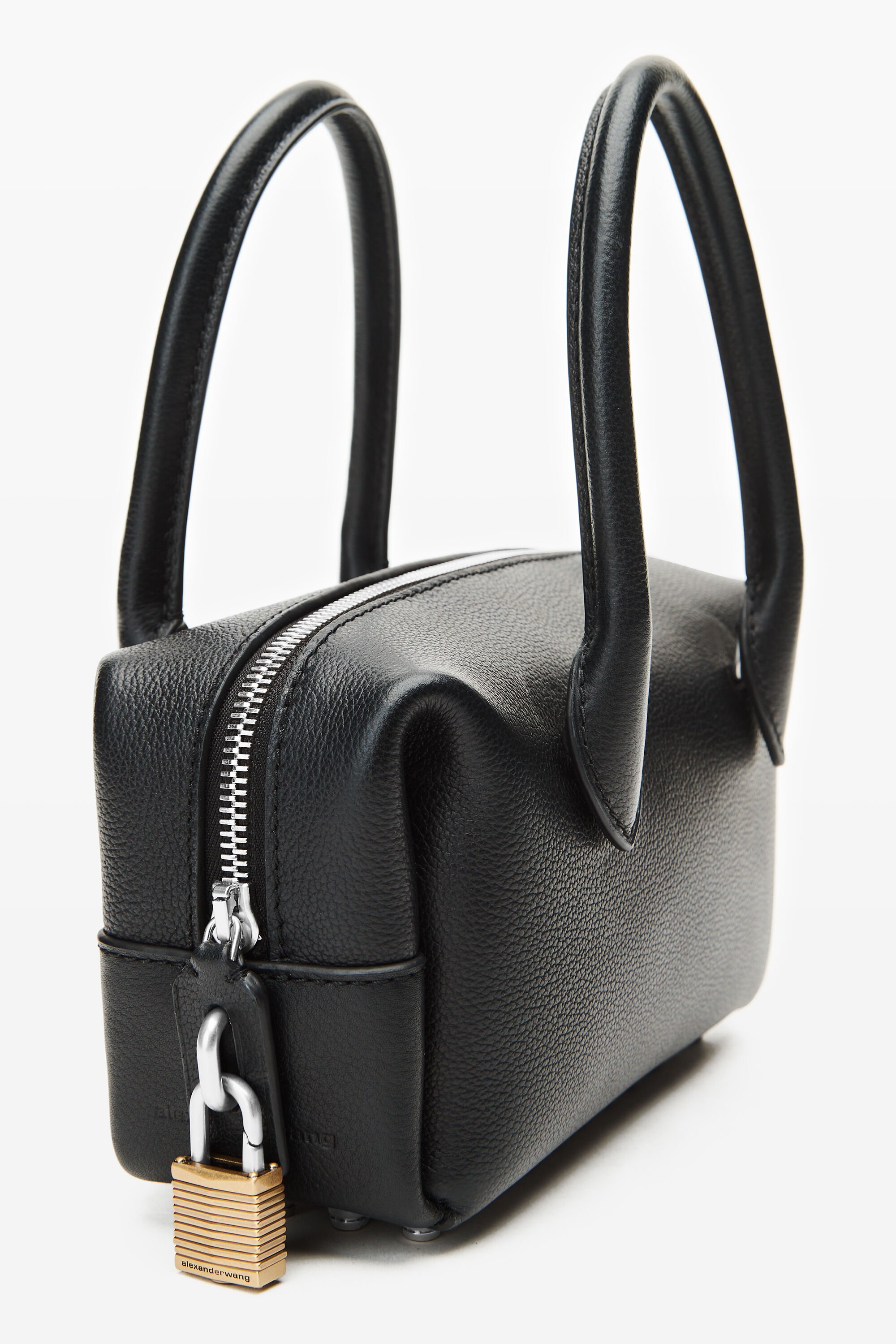 Black leather Roux Small Top Handle Bag in BLACK | alexanderwang®