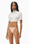 alexander wang short sleeve turtleneck in bodycon nylon soft white