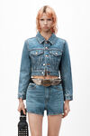 alexander wang shorty high-rise short in denim vintage medium indigo