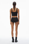 Alexander Wang black crystal hotfix short in waffle knit