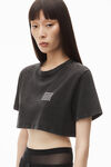 alexander wang 酸洗平纹针织短款 t 恤 acid black