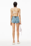 alexander wang hot shorts in stretch denim vintage light indigo