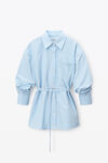 alexander wang tie-waist button down shirt in cotton oxford
