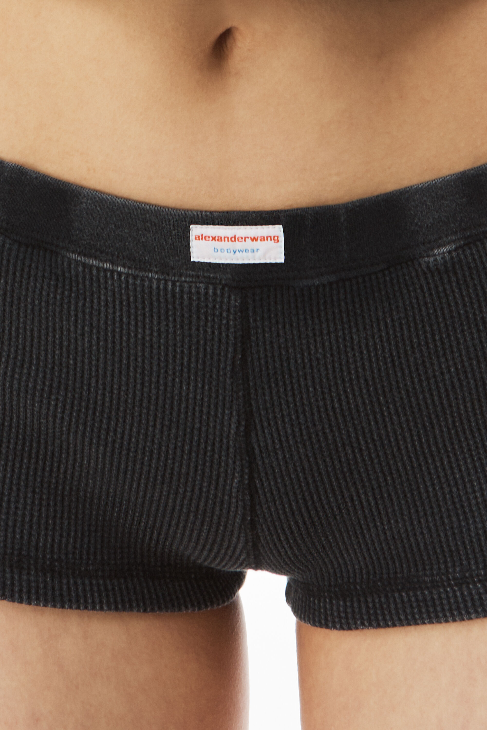 boy short in waffle-knit cotton stretch in WASHED BLACK