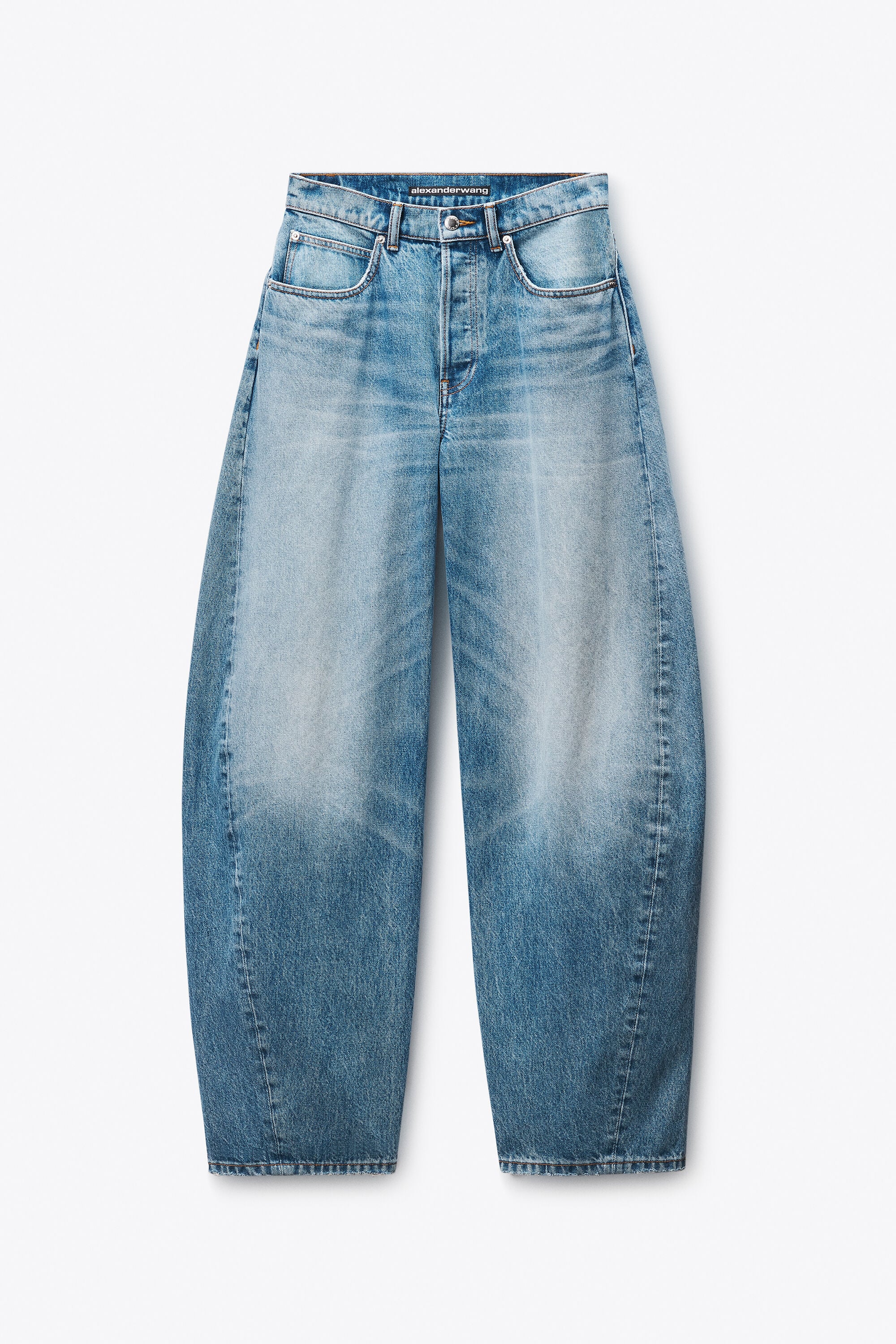 Distressed Logo Blow Up Jean in AUTHENTIC LIGHT INDIGO