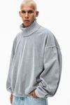 alexander wang 丝绒罗纹饰边高领衫 washed charcoal