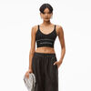 Alexander Wang black logo elastic bra in ribbed jersey