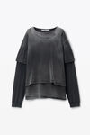 Alexander Wang washed black oversize triple-layer unisex tee in cotton