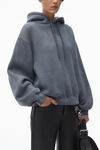 Alexander Wang washed asphalt puff logo hoodie in structured terry