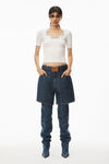alexander wang logo jacquard short-sleeve tee in stretch knit soft white