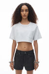 Alexander Wang light heather grey cropped pocket tee in high twist jersey