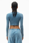 Alexander Wang washed blue cropped long-sleeve tee in ribbed cotton