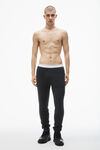 Alexander Wang washed black jogger pant in waffle-knit cotton stretch