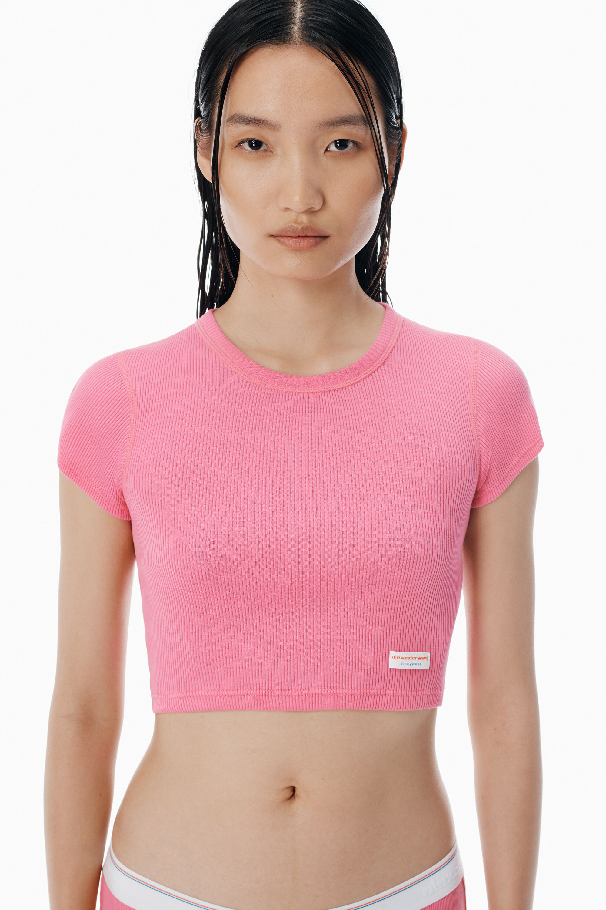 【新品同様】alexanderwang ピンク Tシャツ alexanderwang アレキサンダーワング ピンク コットン クロップド