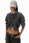 Alexander Wang washed black black cotton terry shrunken cardigan