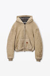 Alexander Wang weathered tan hooded workwear jacket with weathered flocking