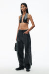 Alexander Wang black low waist crochet trouser in leather