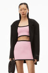 alexander wang contrast trim mini skirt in compact nylon light pink