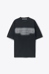 Alexander Wang washed black 加大款平纹针织布短袖压纹halo t恤