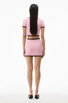 alexander wang contrast trim mini skirt in compact nylon light pink