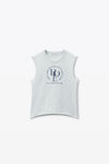 Alexander Wang light heather grey cut-off logo muscle tee