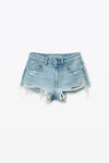 Alexander Wang powder blue clear bead hotfix distressed denim shorts