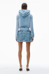 Alexander Wang washed light blue shrunken zip-up hoodie in crushed velour