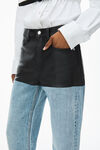alexander wang überlange denim-jeans mit lederpartie vintage faded indigo